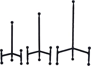 Deco 79 Metal Display Easel Tabletop Easel with Ball Details, Set of 3 Display Stand 12", 10", 8"H, Black