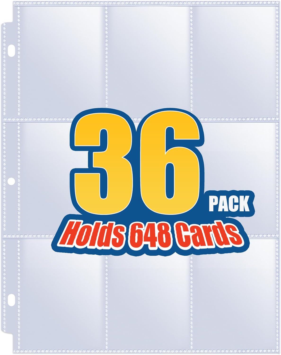 36 Pack 9 Pocket Page Protectors, Sooez Trading Card Sleeves for 3 Ring Binder, Baseball Cards Holder, Protective Pages Sheets for Binders Album, Fit for YuGiOh, MTG, Game, Business & Sports Cards