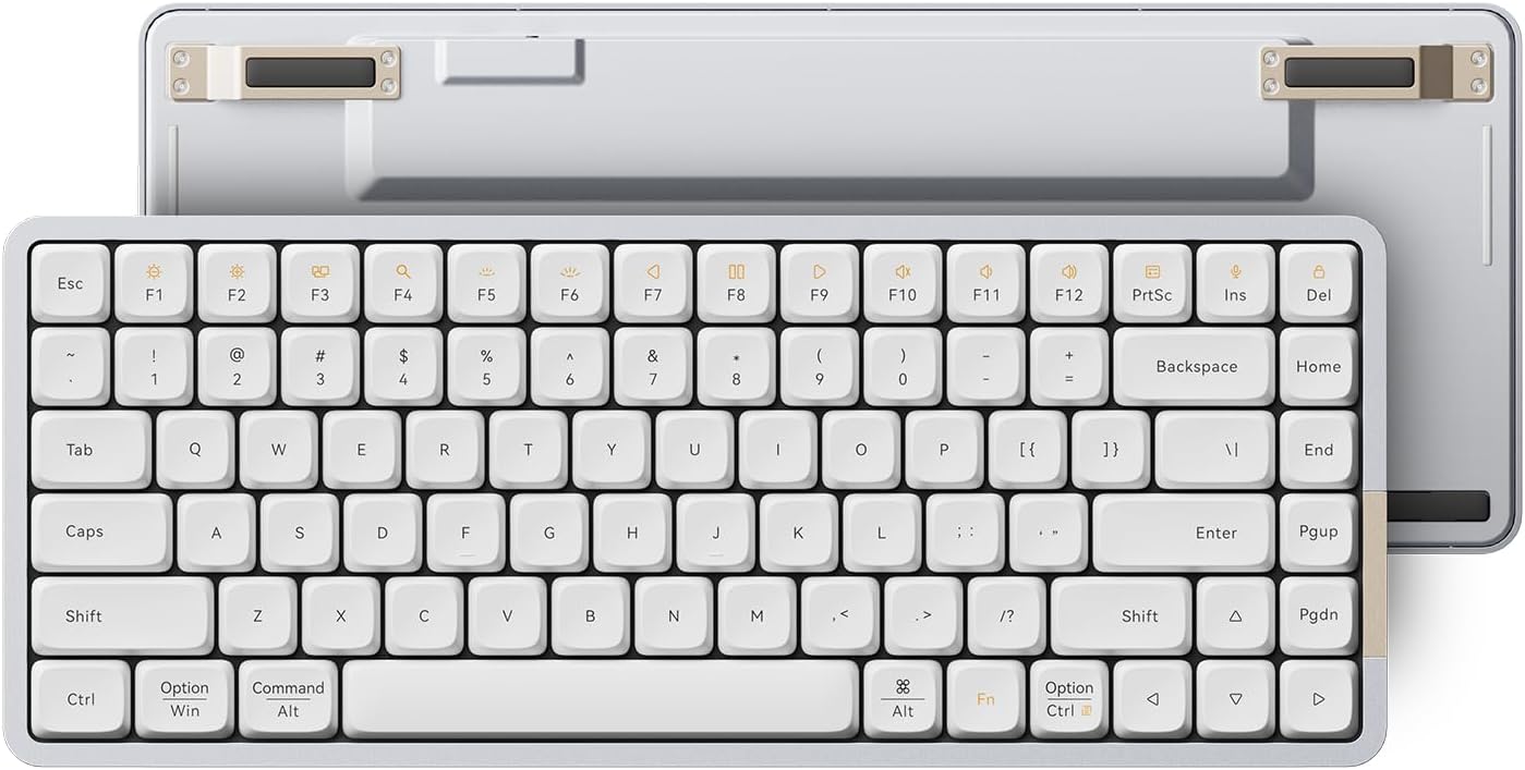 LOFREE Flow84 Low Profile Mechanical Keyboard, 75 Percent Rechargeable Wireless Keyboards with Bluetooth and Wired Connection for Windows, Mac OS/White Ghost Linear Switches