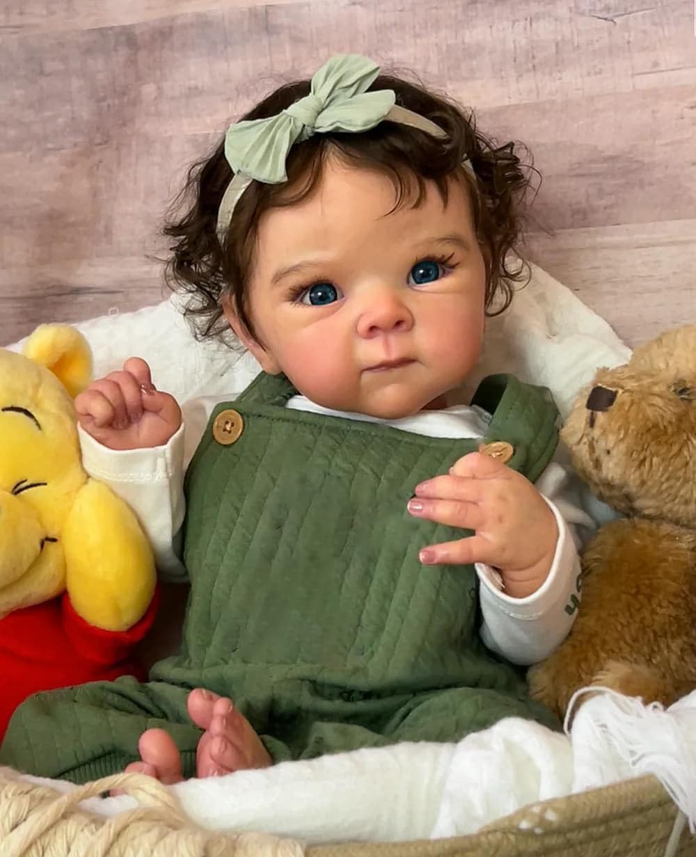 Pinky Reborn Baby Dolls 18 Inch Realistic Soft Vinyl Newborn Dolls Rooted Hair Toy for Ages 3+
