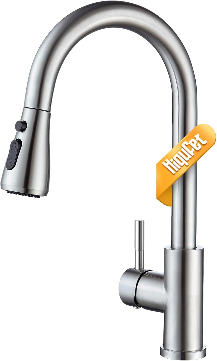 Hiqufet Kitchen Faucet with Pull Down Sprayer, Single Handle High Arc Kitchen Sink Faucet, Lead-Free Stainless Steel Modern Rv Bar Sink Faucets (Brushed Nickel)