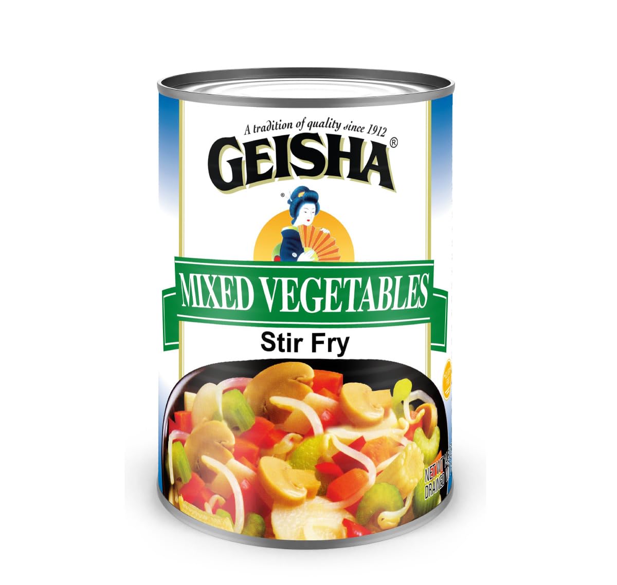 GEISHA Mixed Vegetables Stir Fry 14.5OZ. (Pack of 12), Mixed Vege | No Trans fat － Gluten Free－Less than 50 Calories per Container － Good Source of Fibers －Ready to Eat －Long Seller Item