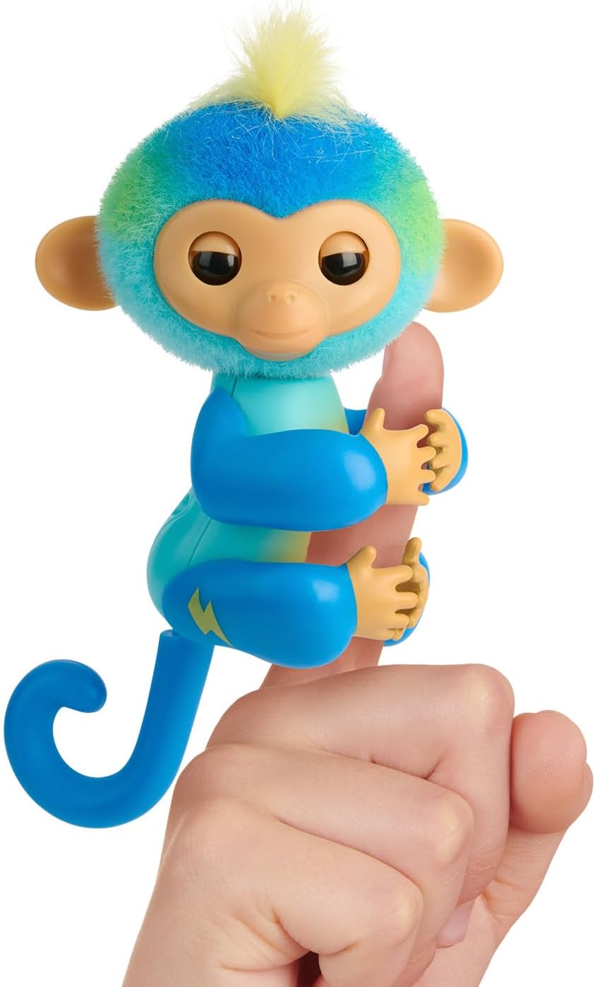 Fingerlings Age 5+ 2023 NEW Interactive Baby Monkey Reacts to Touch – 70+ Sounds & Reactions – Leo (Blue)