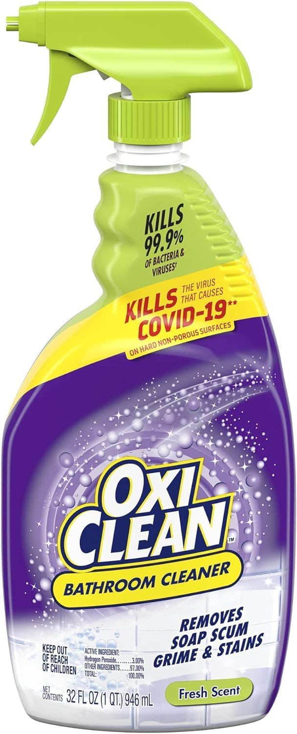 OxiClean Bathroom Cleaner, Shower, Tub & Tile I Powered by OxiClean Stainfighters I 32oz Pack of 1
