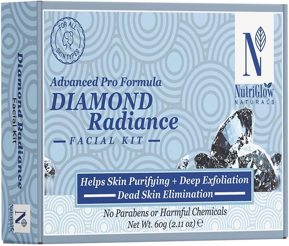 NUTRIGLOW NATURAL'S Advanced Pro Formula Diamond Radiance Facial Kit For Make Skin Acne & Spot Free,Brightens Up Dull Skin, 60gm Multicolor