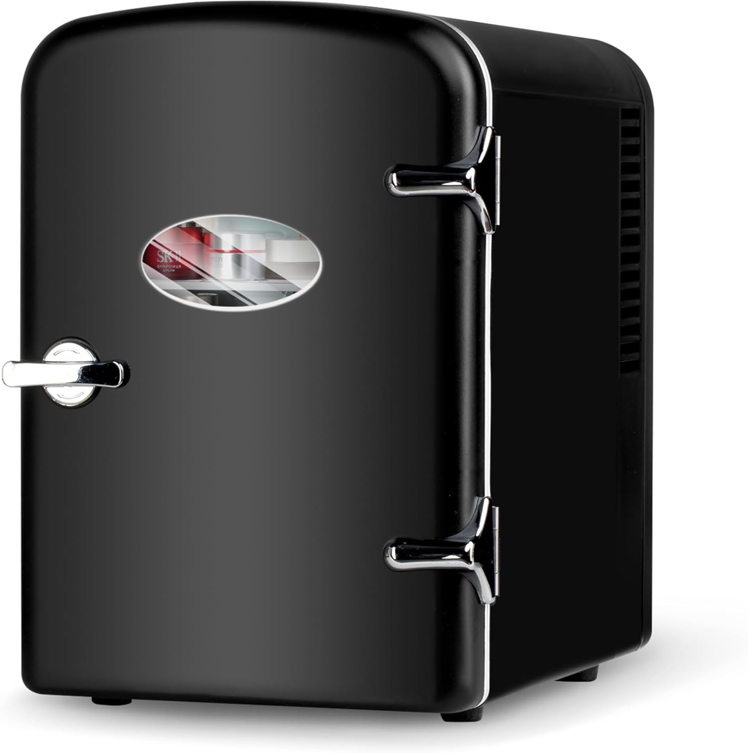 HealSmart Portable Mini Fridge, 4 Liter 6 Can Cooler and Warmer Compact Refrigerators with Observation Window, 100% Freon-Free & Eco Friendly for Drinks, 4L, Black