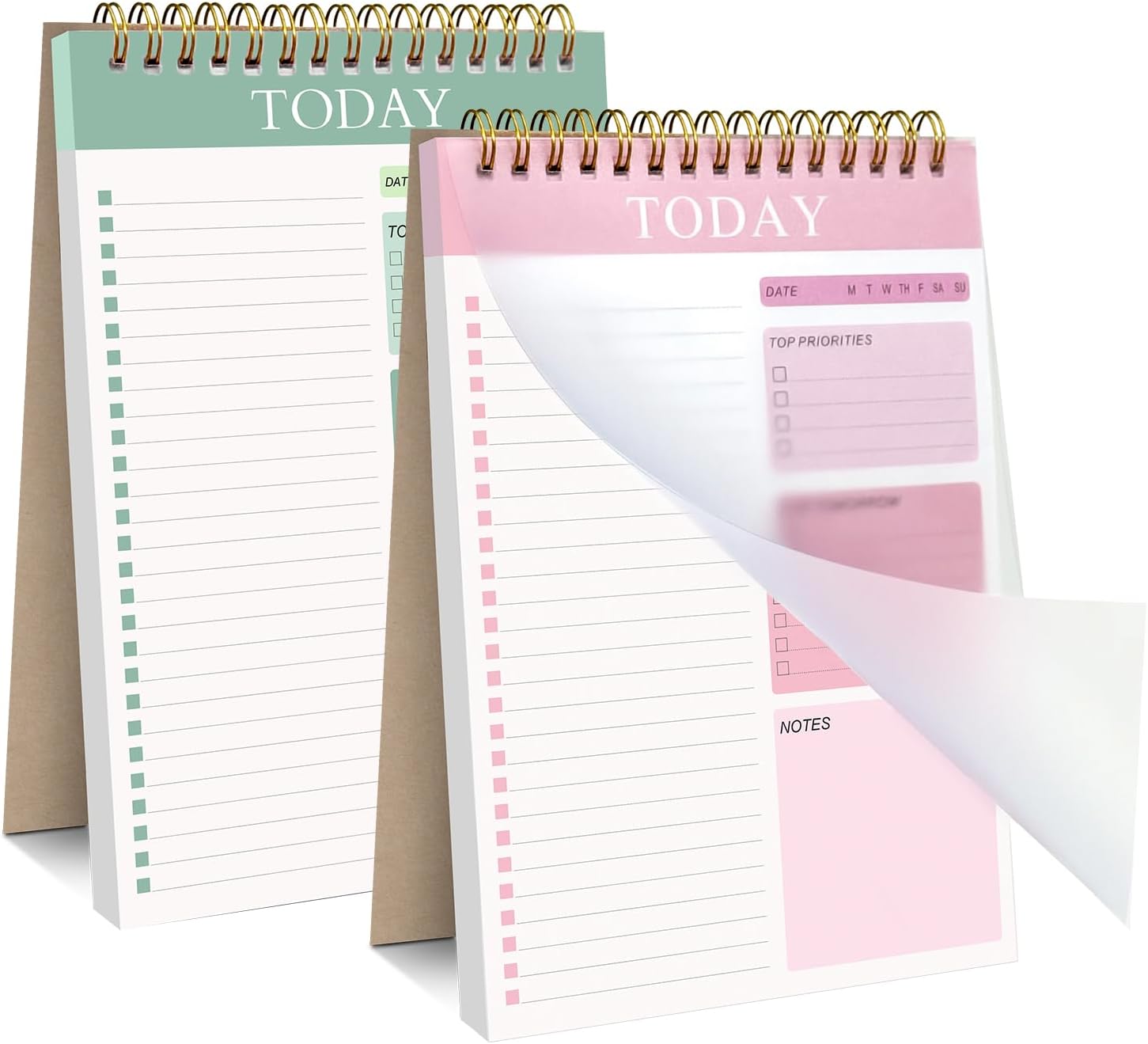 Zhswlp 2 Pack To Do List Notebook, Undated Daily Planner Spiral Notepad 104 Page A5 To Do List Pad tracking for Daily Plans, Work Study and Personal Oraganizer