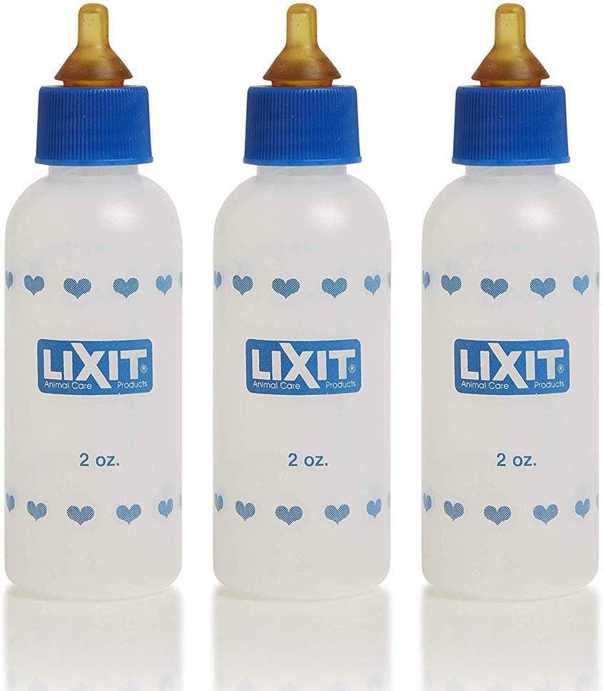 Lixit® 2 Ounce Nursing Bottle for Kittens Small Puppies, and Small Animals - Made in USA (3 Pack, 2 Ounce)