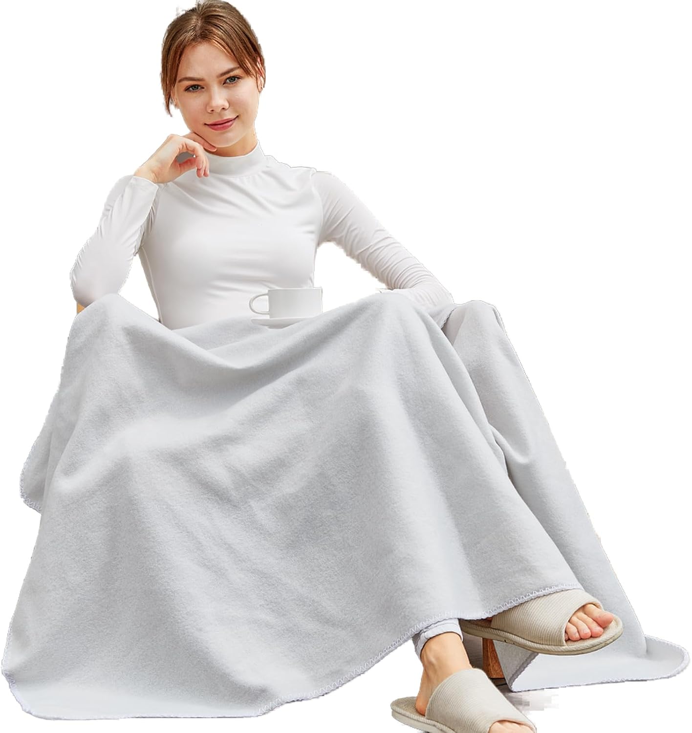 Mia&Coco Polar Fleece Throw 120x150cm, Oeko-Tex Soft Sofa and Bed Blanket, Fluffy Soft Throw for Travel and Camping, Silver Grey