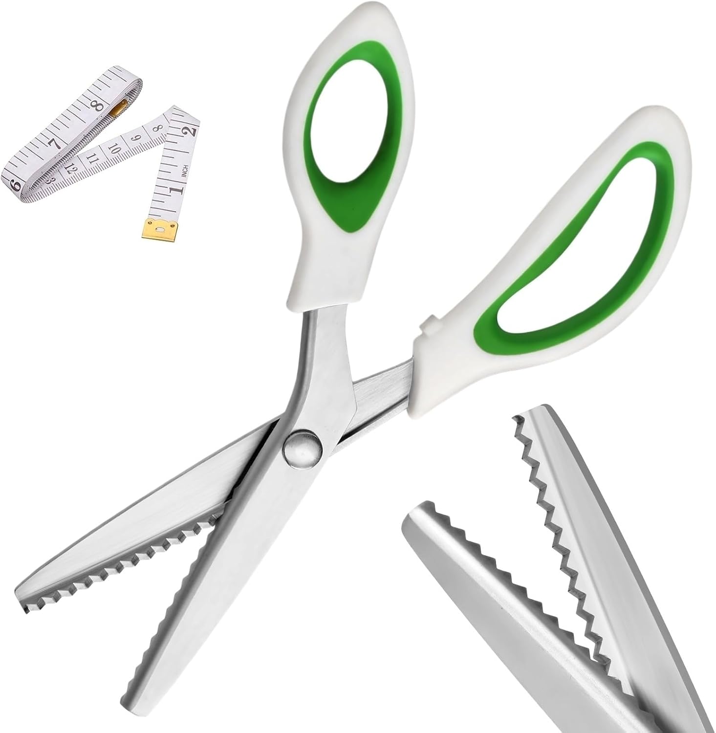 Pinking Shears，9” Zig Zag Scissors for Fabric，Pinking Shears Scissors for Fabric Cutting，Professional Handheld Dressmaking，Great for Many Kinds of Sewing Fabrics Leather and Craft Paper