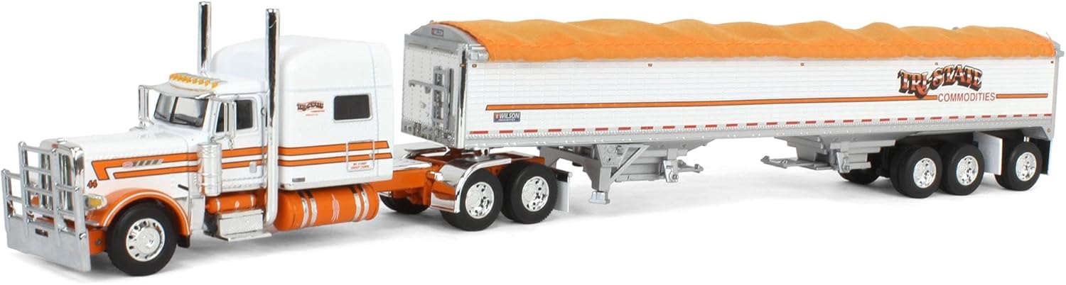 First Gear DCP 1/64 Peterbilt 389 Mid Roof Sleeper with Wilson Pacesetter 50ft Tri-Axle Grain Trailer, Tri-State Commodities 60-2024
