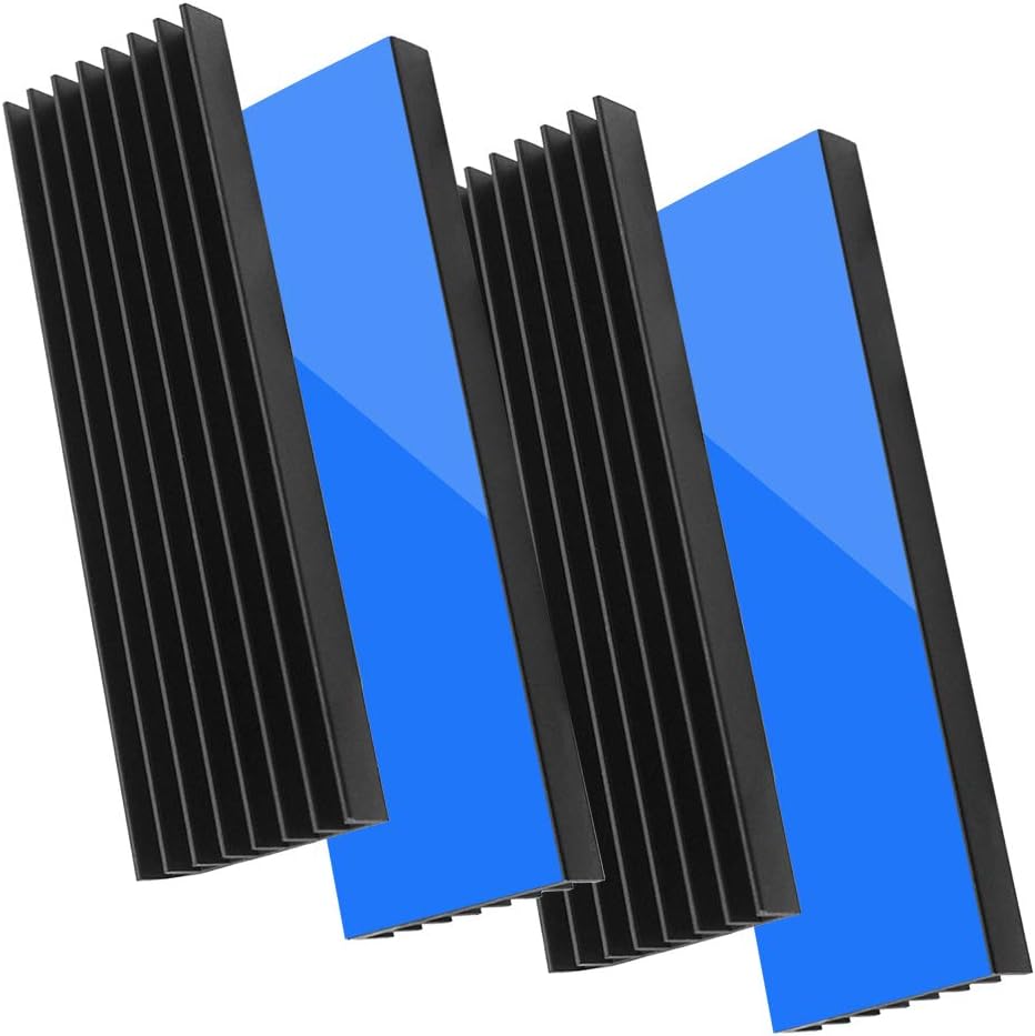 M.2 SSD Heatsink 4 Pack Aluminum Heatsink Cooler Cooling Fin with Thermal Adhesive Tape for M.2 SSD PC, 70x22x6mm, Black