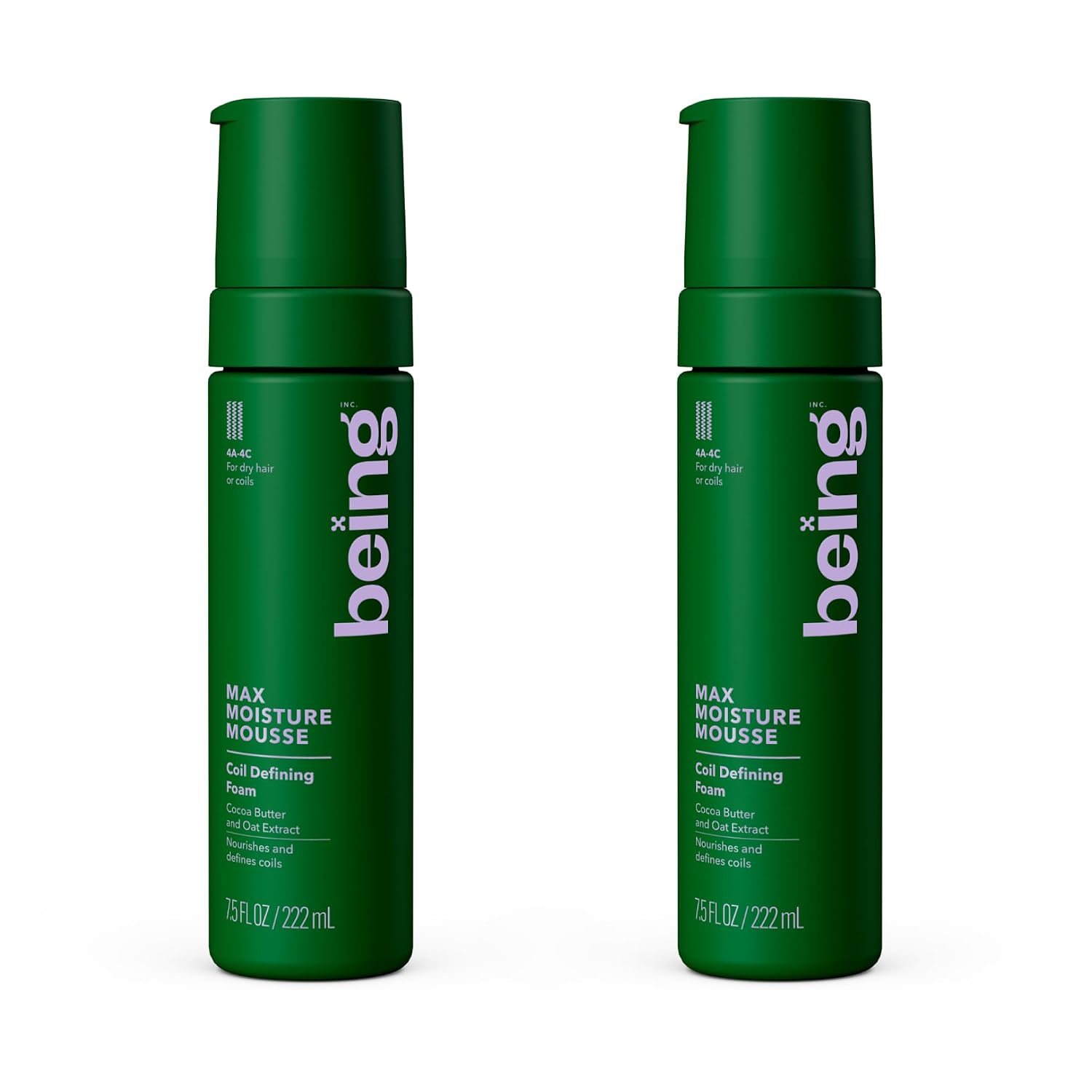 being MAX MOISTURE MOUSSE Coil Defining Foam with Cocoa Butter and Oat Extract 222mL(Pack of 2)