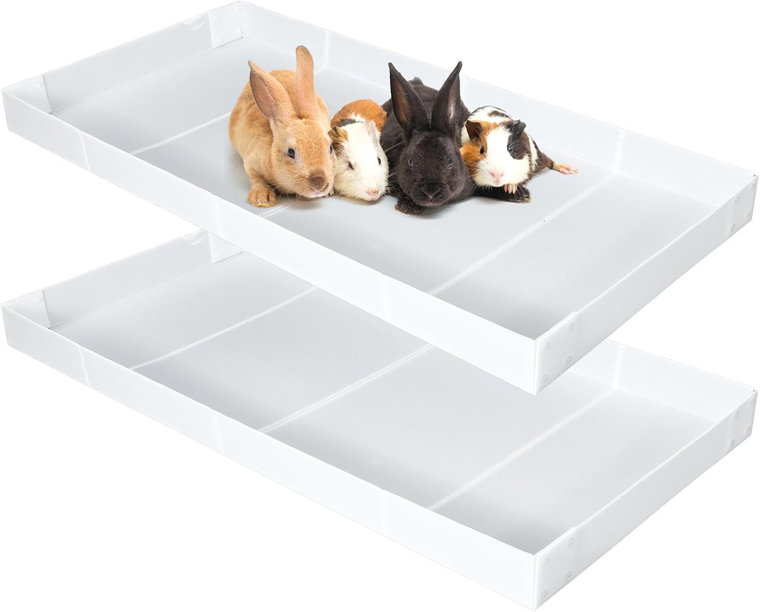 Wenqik 2 Pcs Guinea Pig Cage Liner Corrugated Plastic Base, White