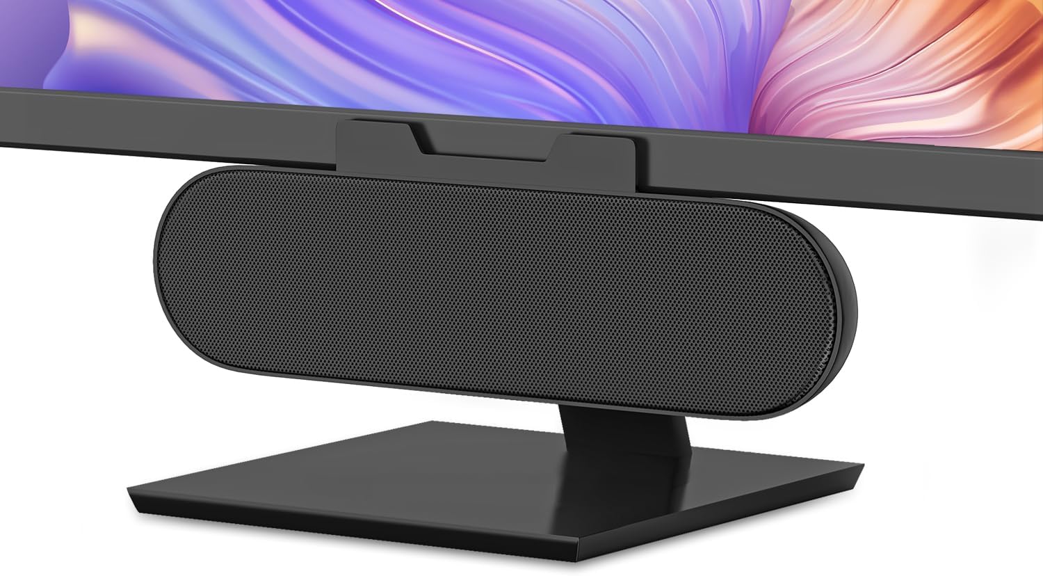 Computer Speakers for Desktop Monitor,Single Speakers for Desktop PC,Laptop Speaker with Loud Sound,Volume Control Easily Clamps to Monitors(USB-C to USB Adapter Included) (Black)