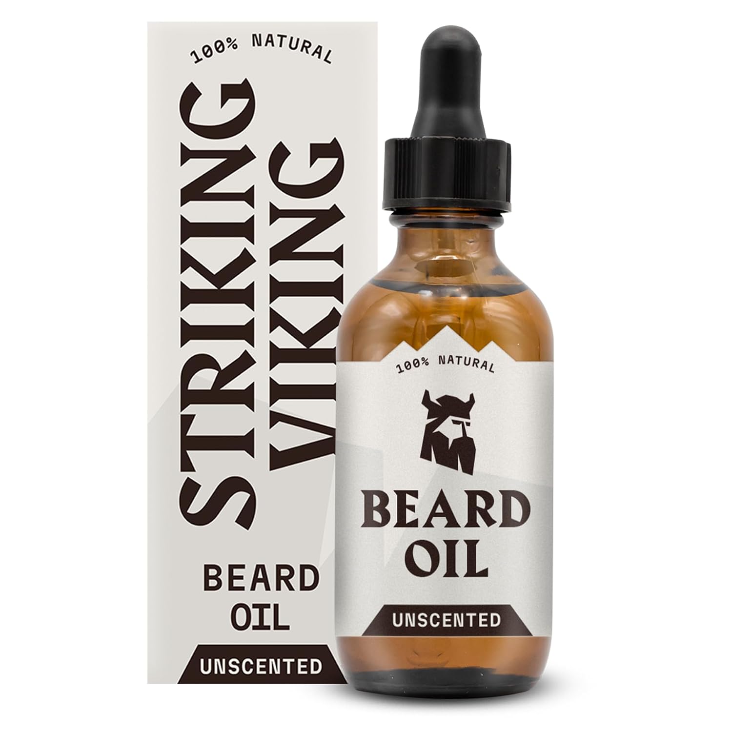 Striking Viking Beard Oil Conditioner Unscented for Men (Large 2 oz) - All Naturally Derived Formula With Argan & Jojoba Oils - Softens, Smooths & Strengthens Beard Growth - Beard Conditioner Oil Men