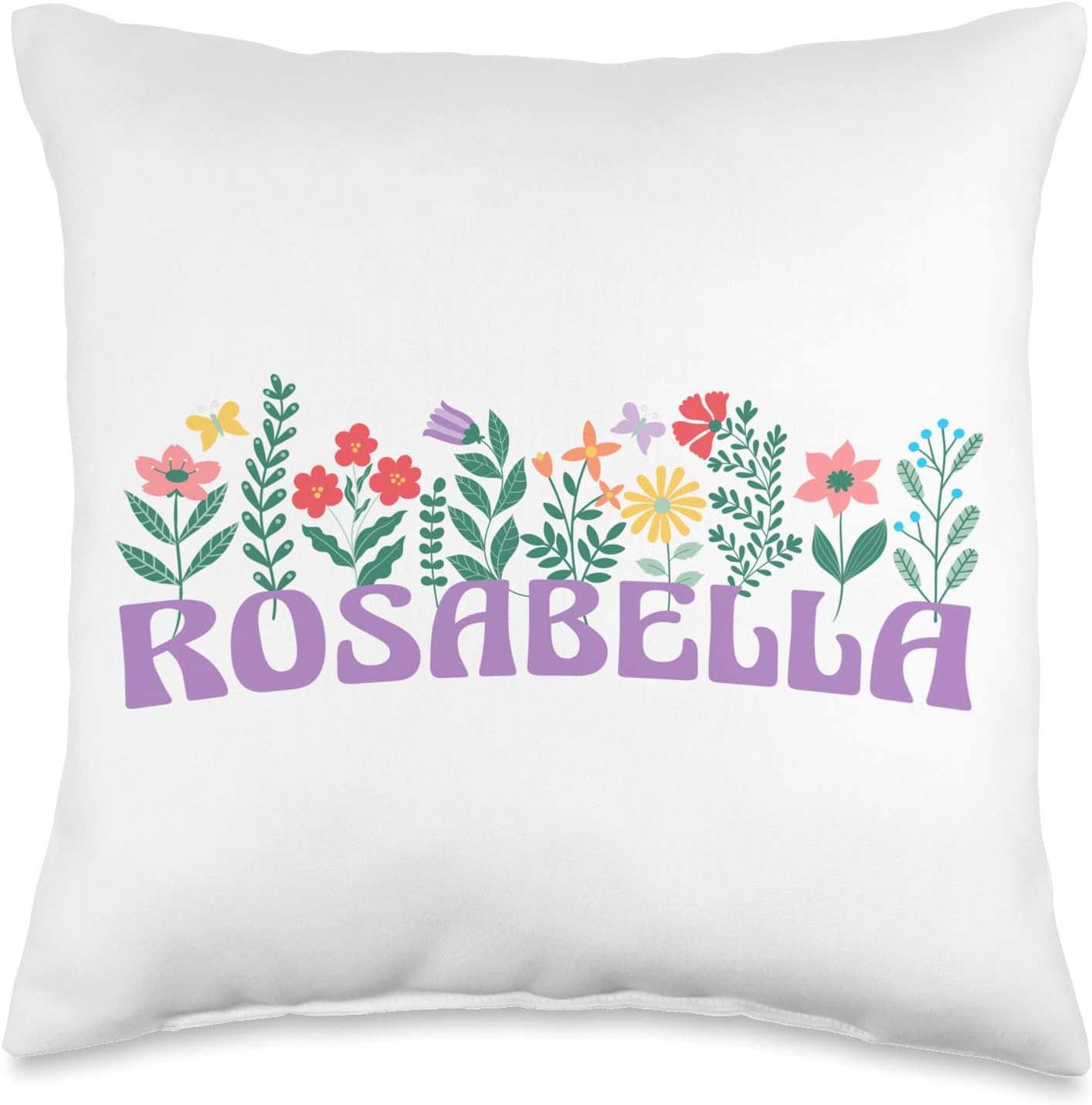Wildflower Floral ROSABELLA First Name Mother's Day Women Throw Pillow
