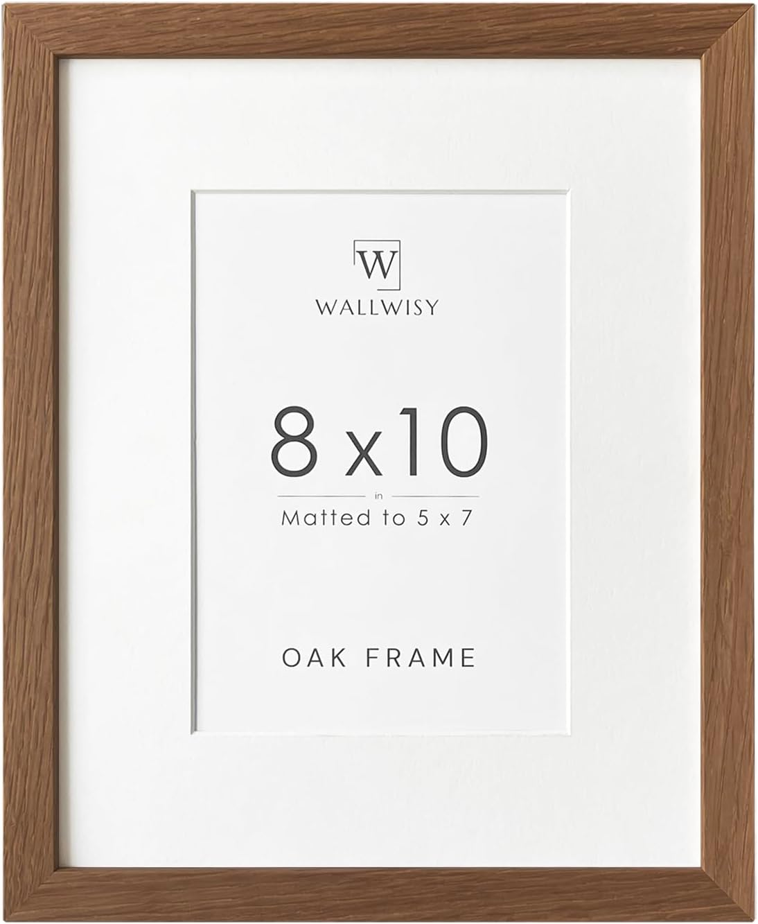 8x10 Picture Frame, Solid Oak Wood 8 x 10 Photo Frame with Mat to 5x7(Openning Size is 4.5x6.5), 10x8 Picture Frames for Wall and Tabletop Display, Natural Oak 8x10 Frame, (Walnut Set of 1)