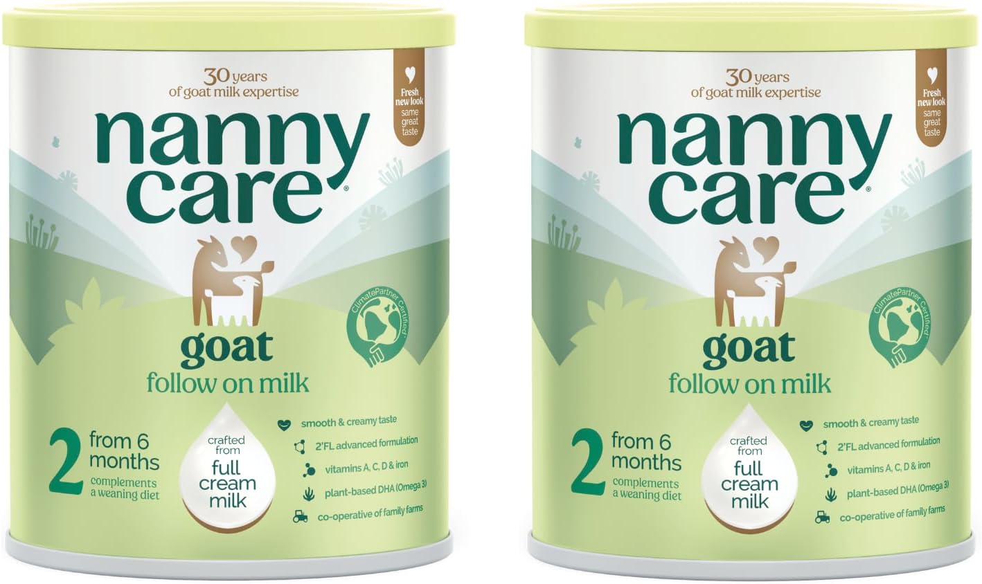 Nannycare Goat Based Follow On Milk – Stage 2 (6–12 Months) | Baby Powder Made from Whole Goats Milk | Nutritionally Complete Formula for Combination or Bottle Feeding – 800g - Pack of 2