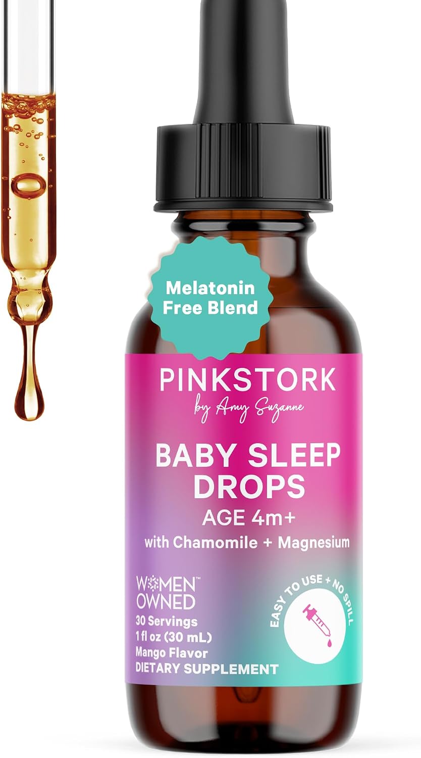 Pink Stork Baby Sleep Drops for Infants and Kids, Melatonin-Free, 1 oz