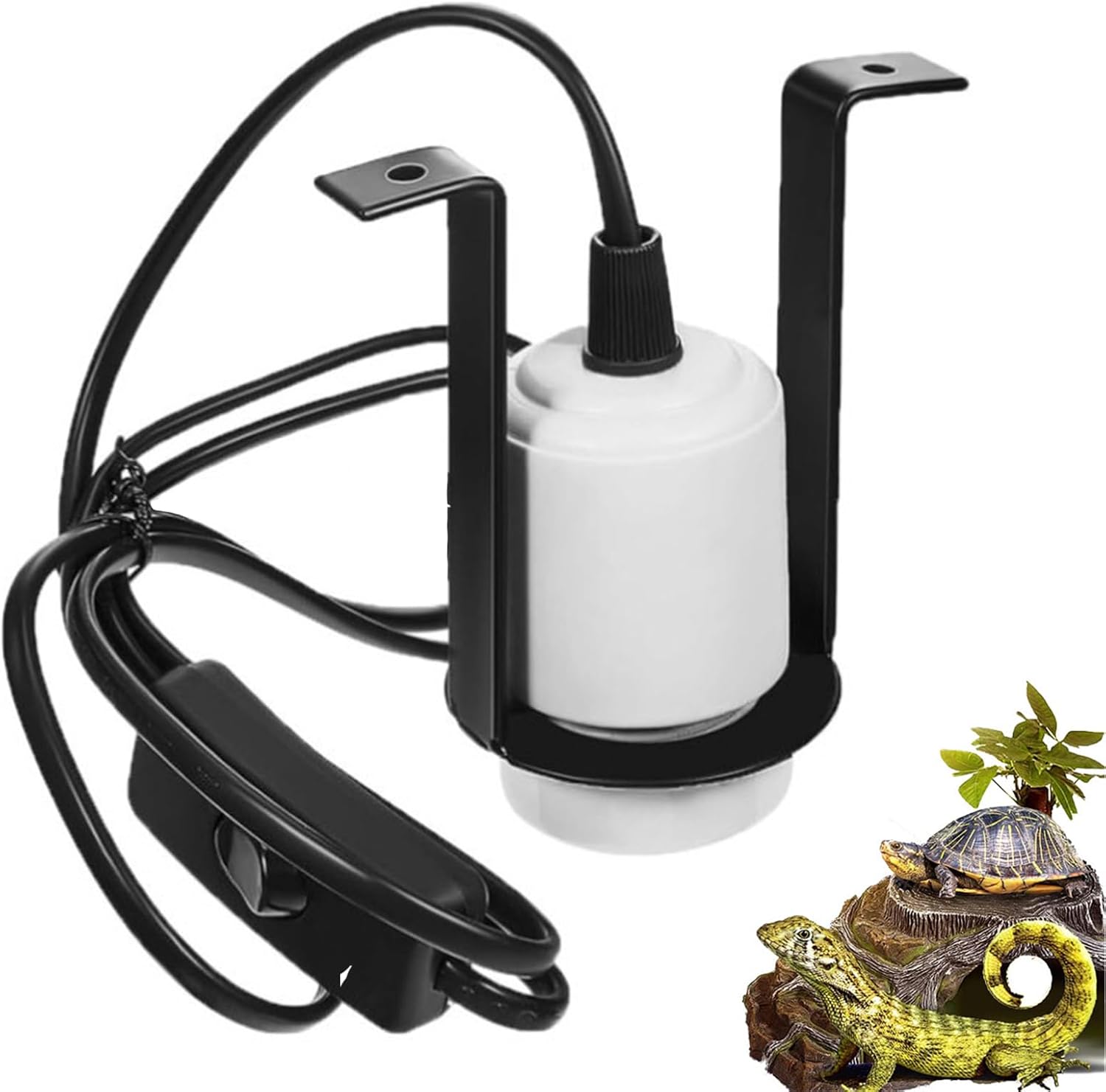 Reptile Ceramic Heat Lamp Holder, E27 Bulb Reptile Light Fixture Ceramic Bulb Holder for Lizard Chicken Turtle