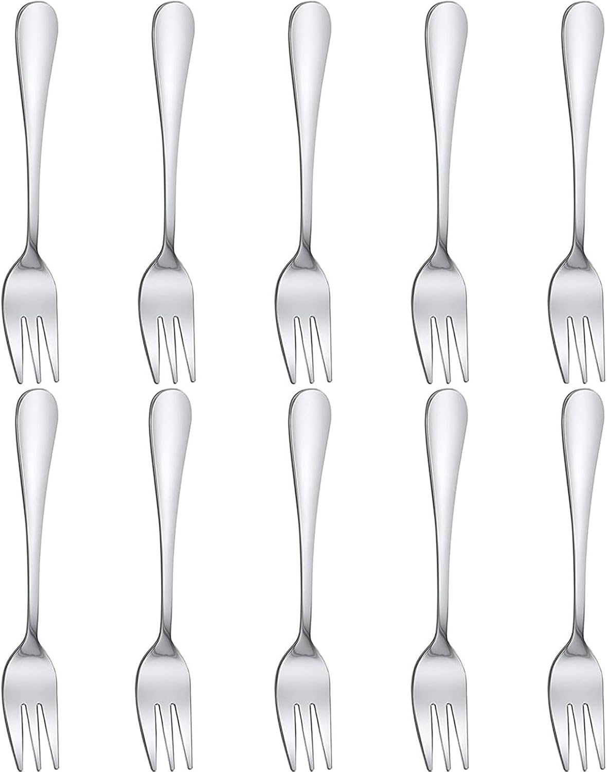 10 PCS Cake Forks,Mini Fork for Dessert Fruit Forks, Silver, Stainless Steel Small Forks, Forks Cutlery Only, Dishwasher Safe, Cutlery Starter Forks, Dessert Forks for Home Kitchen & Restaurant