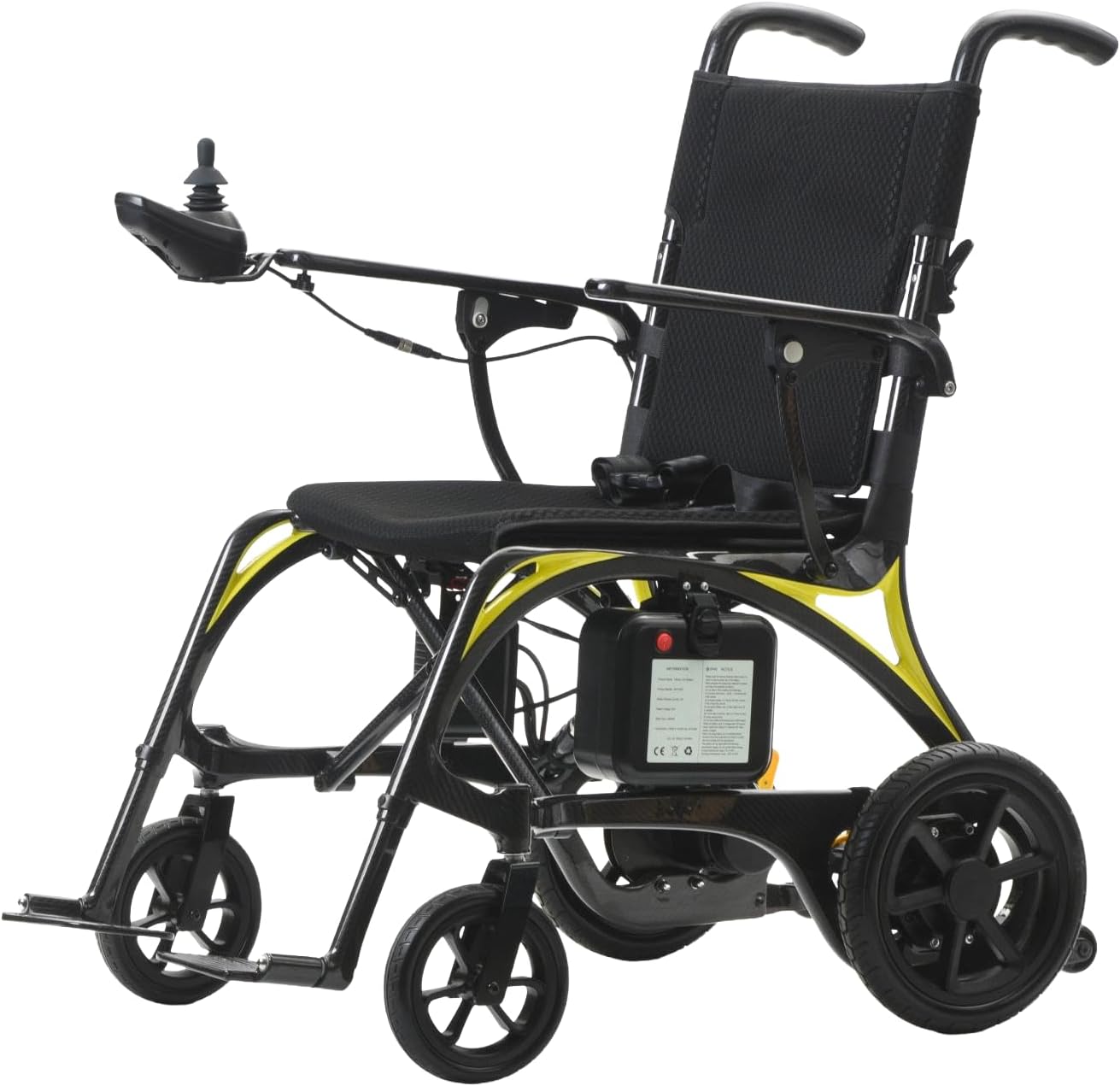 Lightweight Carbon Fiber Foldable Electric Wheelchairs for Adults, Folding Chair, Powered Wheelchair, 35 lbs. 500W Dual Brushless Motor, 200 lbs. Support Capacity - Leopard (Black)
