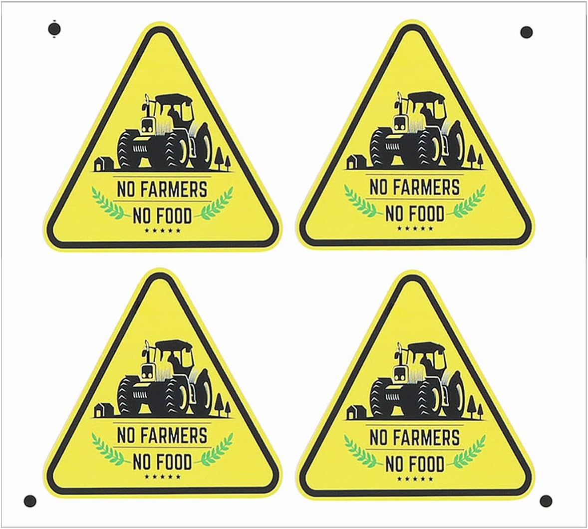 SG Store 4Pcs No Farmers No Food Statement Gift External Car Sticker 90mm Bumper Sticker Vinyl Decal Sticker Graphic Truck Sticker for Windows Cars Trucks