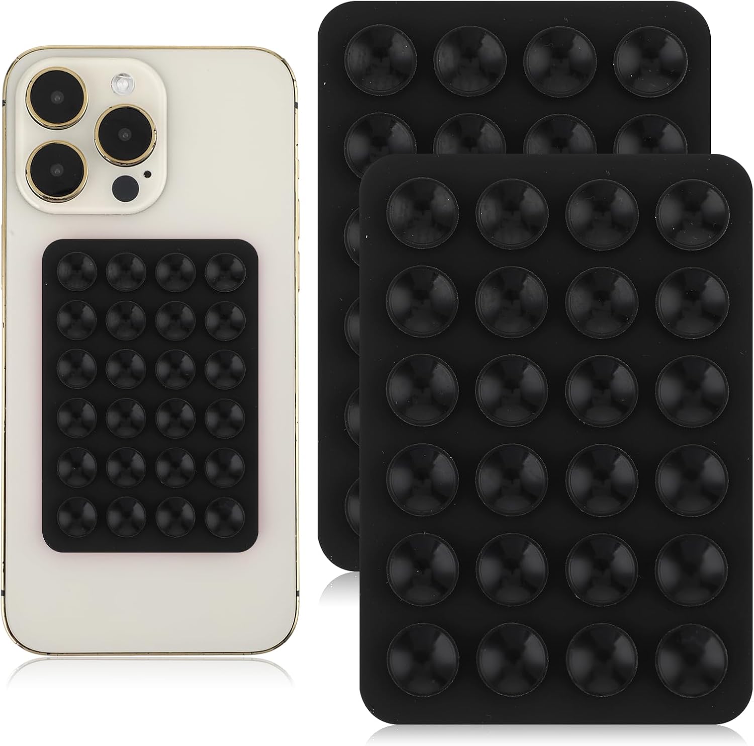 Giantree 2 Pcs Silicone Suction Phone Case Adhesive Mount, Suction Phone Case Mount Anti-Slip Hands-Free Mobile Accessory Phone Accessory Holder (Black)