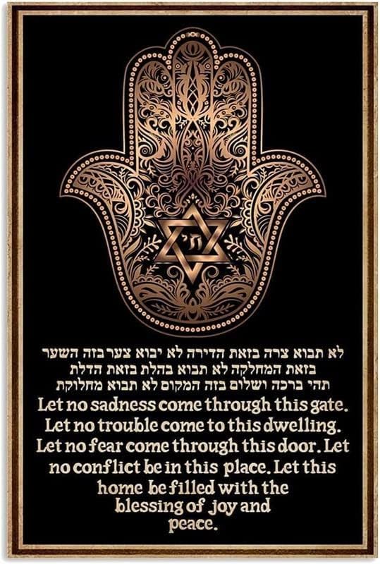 Kitchen Hamsa Hand Home Blessing Jewish Chic Tin Signs College Apartment for Home Bar Man Cave Decor Signs Living Room Decor Bathroom 8x6 in Tin Sign Home Decor Metal Signs Wall Decor