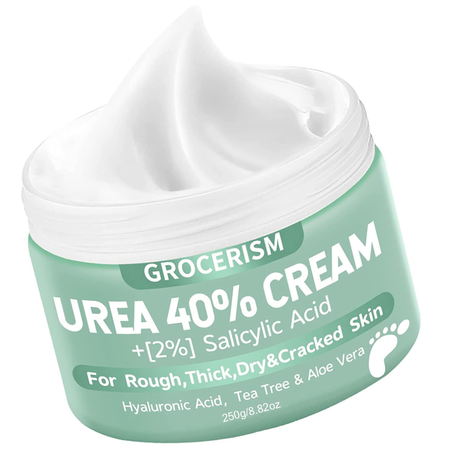 Urea Cream 40 Percent for Feet with 2% Salicylic Acid 8.82 oz || Foot Cream and Hand Cream Maximum Strength for Dry, Rough, Callused Skin, Exfoliating Moisturizer for Heels, Elbows and Knees