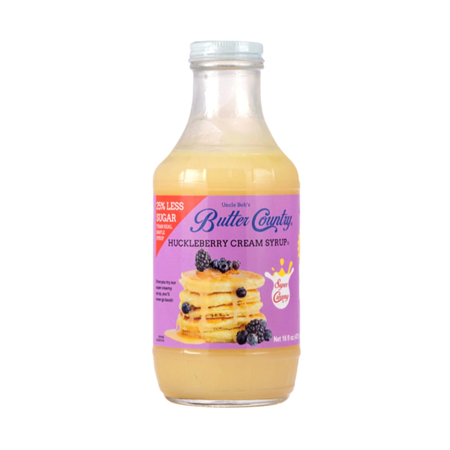 Butter Country Rich and Creamy Buttermilk Syrup | Huckleberry Cream Flavor | Premium Breakfast Syrup for Pancakes & Desserts | 16 fl oz Bottle