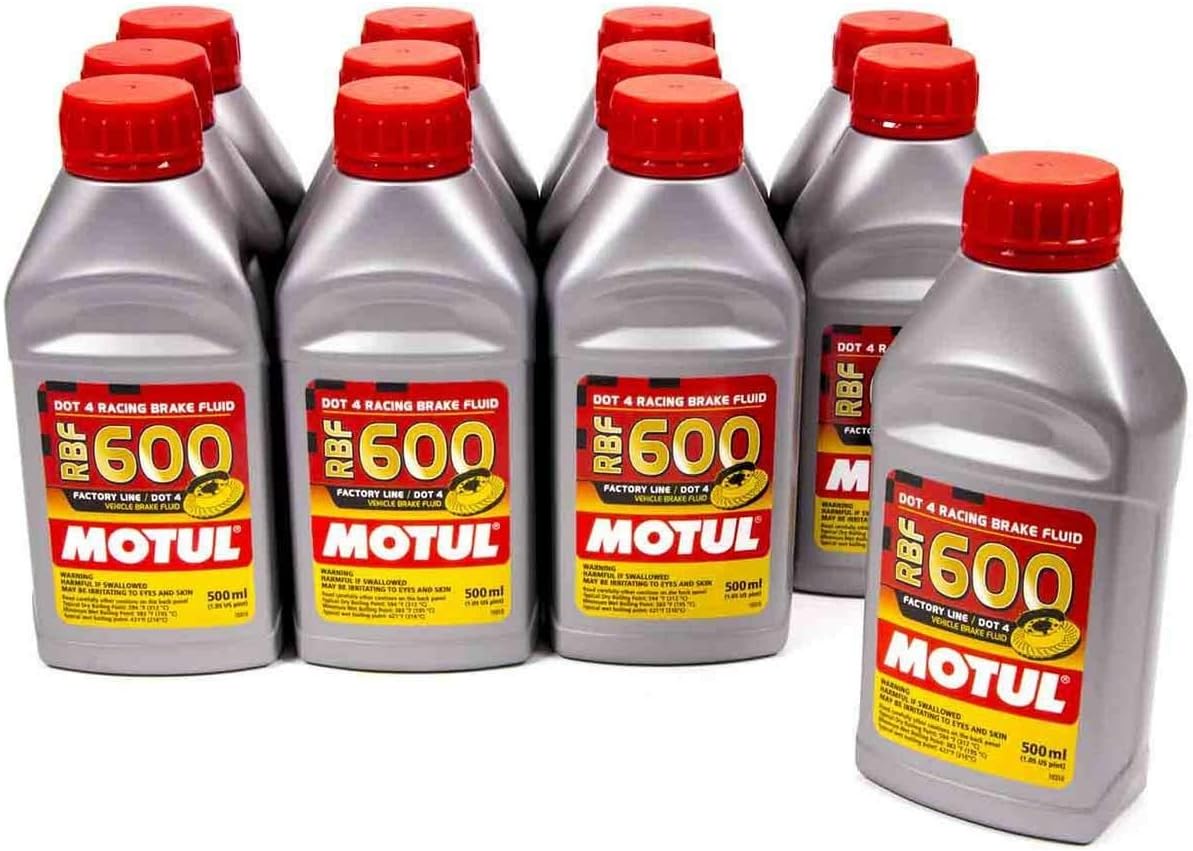 Motul 8068HL-12PK RBF 600 Factory Line Dot-4 100 Percent Synthetic Racing Brake Fluid - 500 ml, (Case Pack of 12)