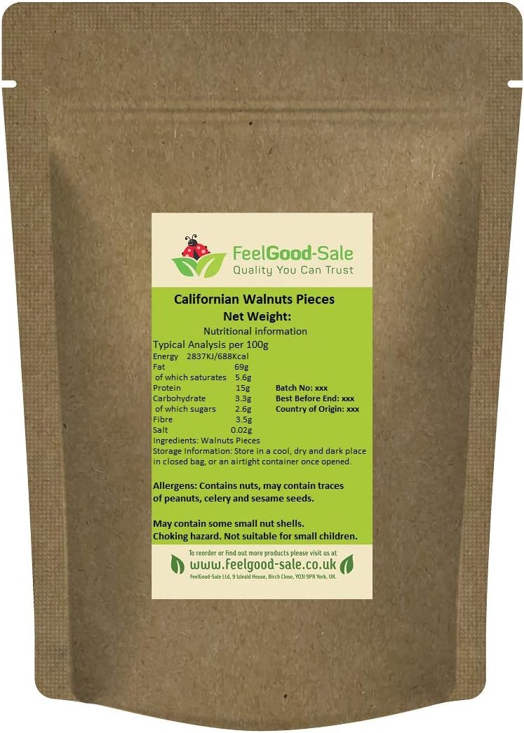 1kg Walnuts Large Pieces - (Use for Desserts, Baking, Breakfast, Cooking)