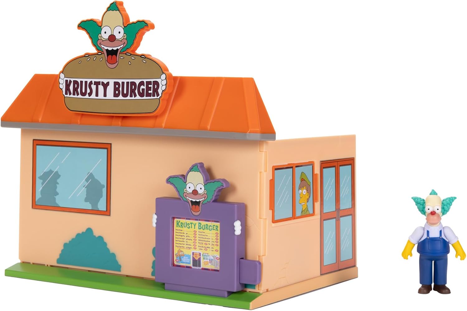 The Simpsons Krusty Burger Playset by Jakks Pacific, Includes 6.35 cm Krusty the Clown Articulated Mini Figurine and Detailed Accessories, Interactive Features