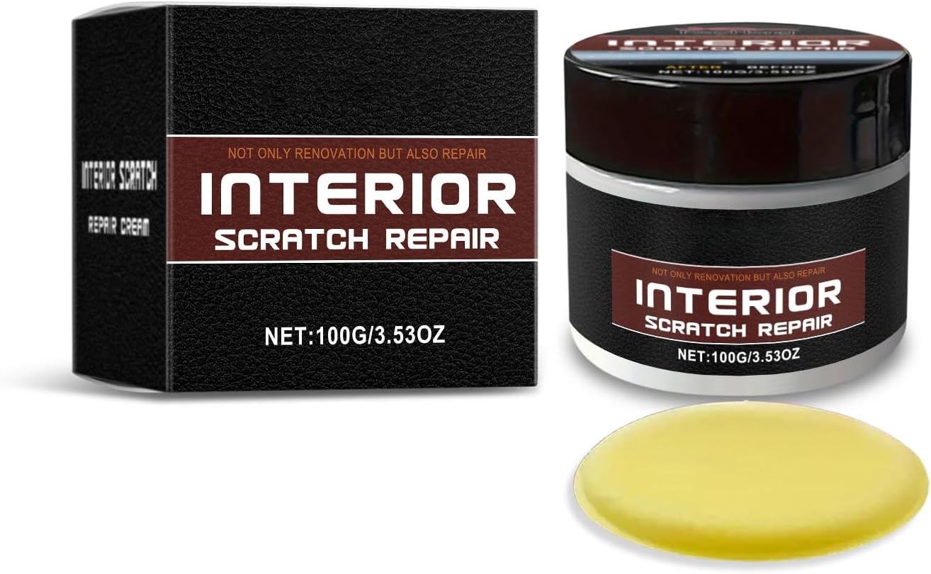 Car Interior Scratch Remover Wax, Dashboard & Leather Repair, 3.53 oz