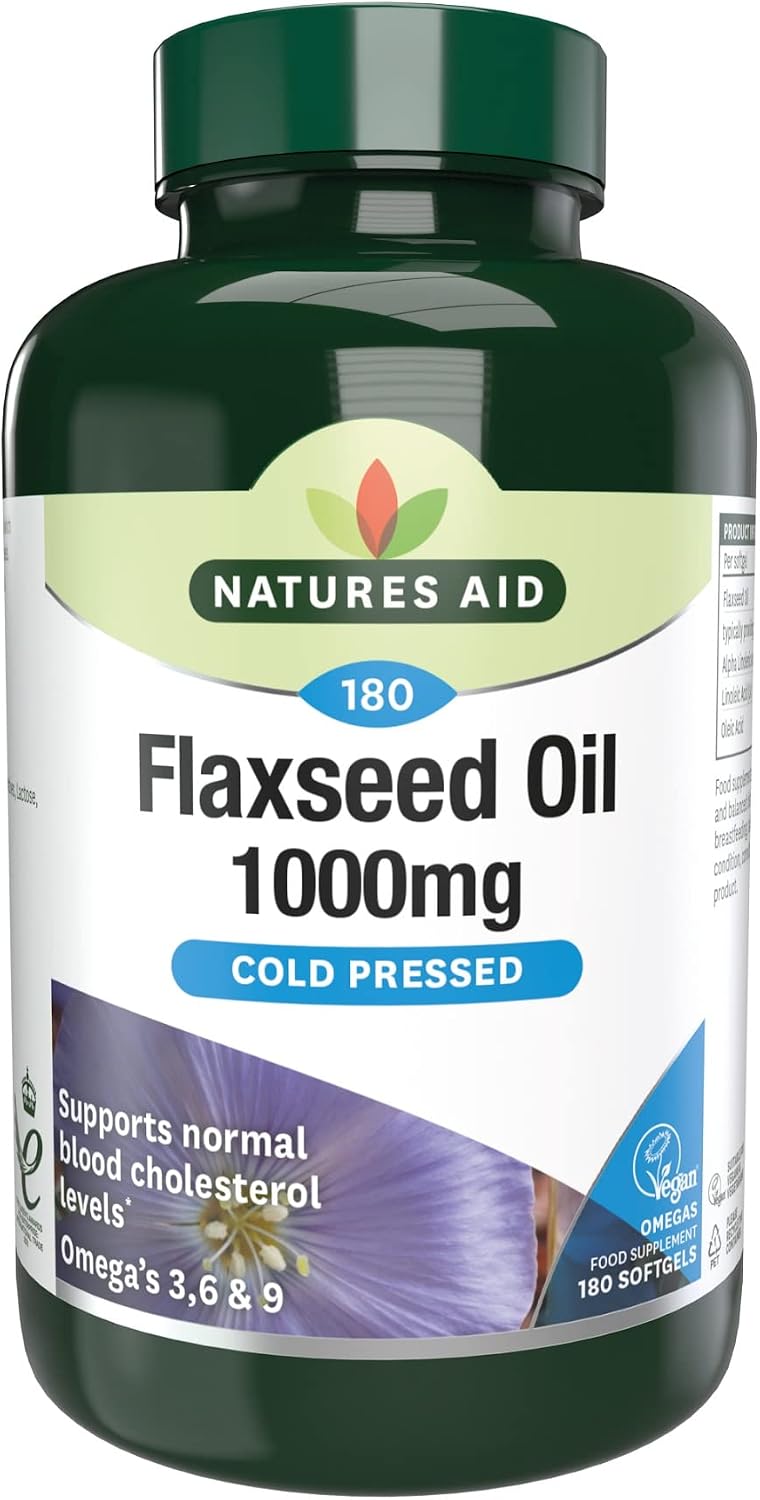 Natures Aid Flaxseed Oil 1000mg – 180 Capsules