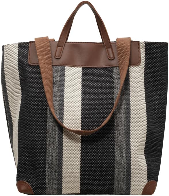 HFLZBRO Large Women's Work tote Bag – 15inch Canvas Shoulder Bag for Office & Daily Use, Tote Bag with Spacious Storage，extra_large