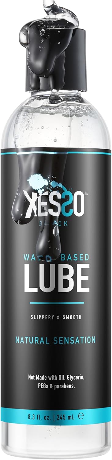 XESSO Water-Based Lube 8.3 fl oz, All Natural & Hypoallergenic Without Glycerin & Parabens, Slippery Massage Gel for Women, Men and Couples. Made in US & Discreet Package