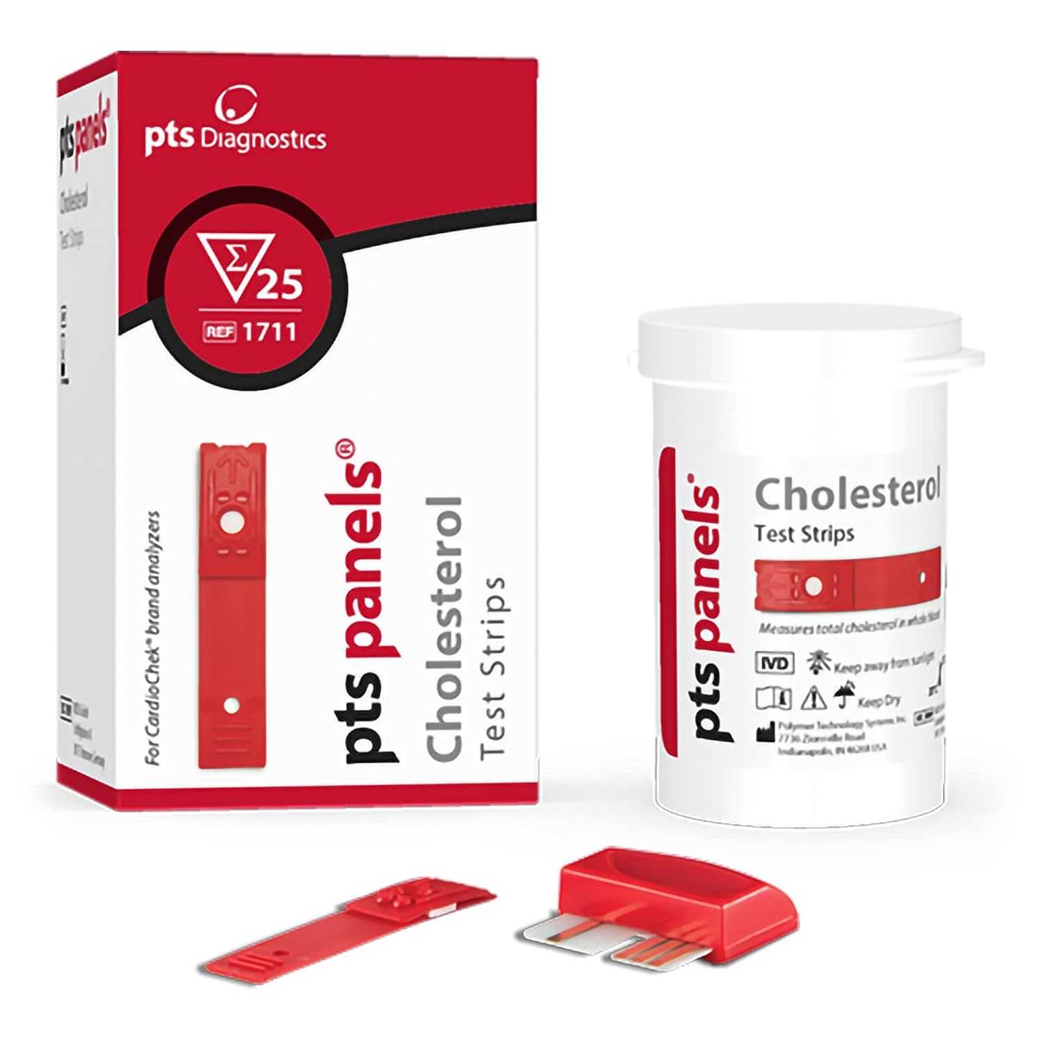 PTS Panels #1711 Test Strips (25 strips /box) Total Cholesterol for White CardioChek ST or Gray PA Analyzers