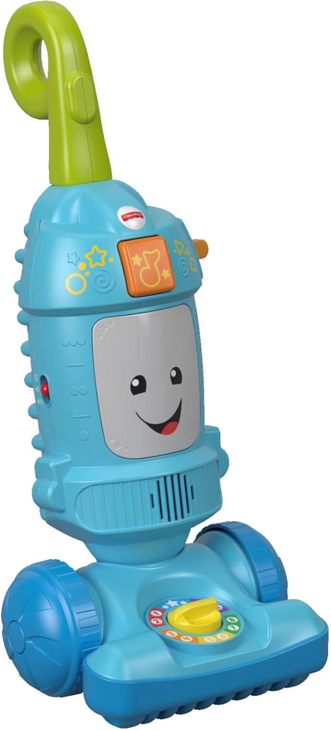 Fisher-Price Toddler Toy Laugh & Learn Light-Up Learning Vacuum Musical Push Along for Pretend Play Infants Ages 1+ Years, FNR97