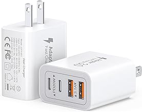 40W USB C Charger Block, 2-Pack 4-Port Type C Fast Charging Brick Dual PD&QC Wall Plug Adapter Compatible for iPhone 15/15 Pro/ 15 Pro Max/14/13/12, iPad, Airpods, iwatch, Samsung Galaxy