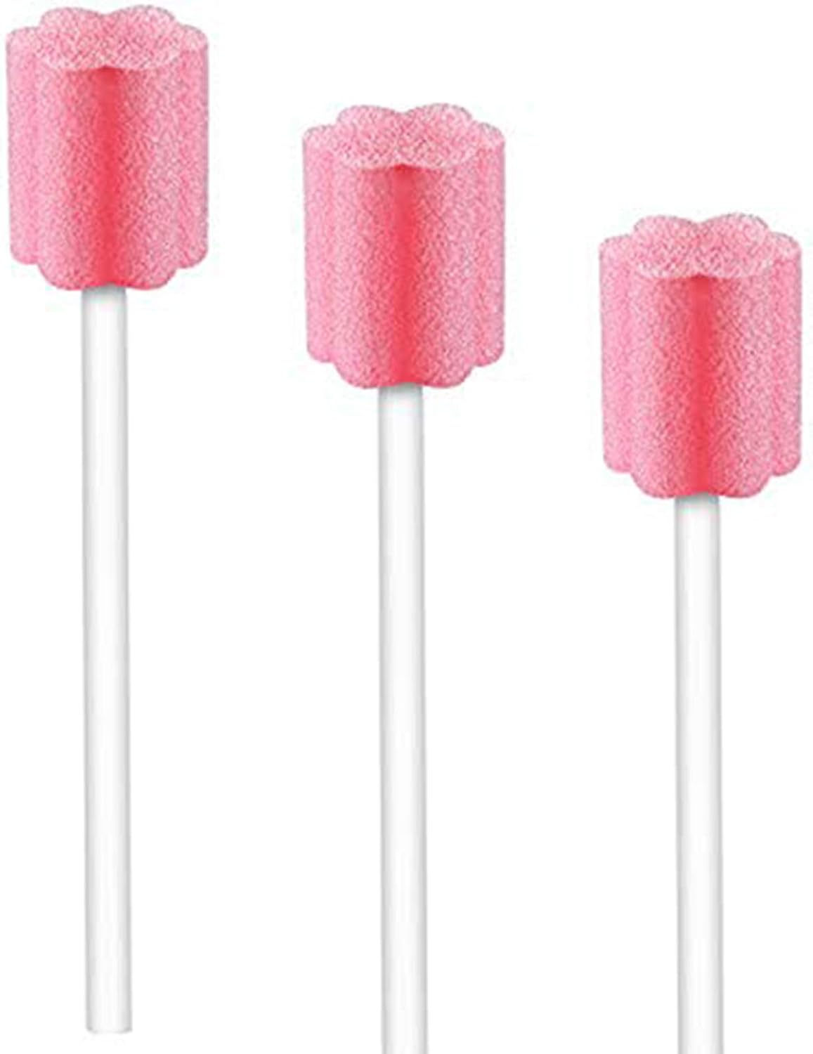 ZIZNBA 100Pcs Disposable Mouth Swabs Sponge - Unflavored & Sterile Oral Swabs Dental Swabsticks For Mouth Cleaning 100 pink