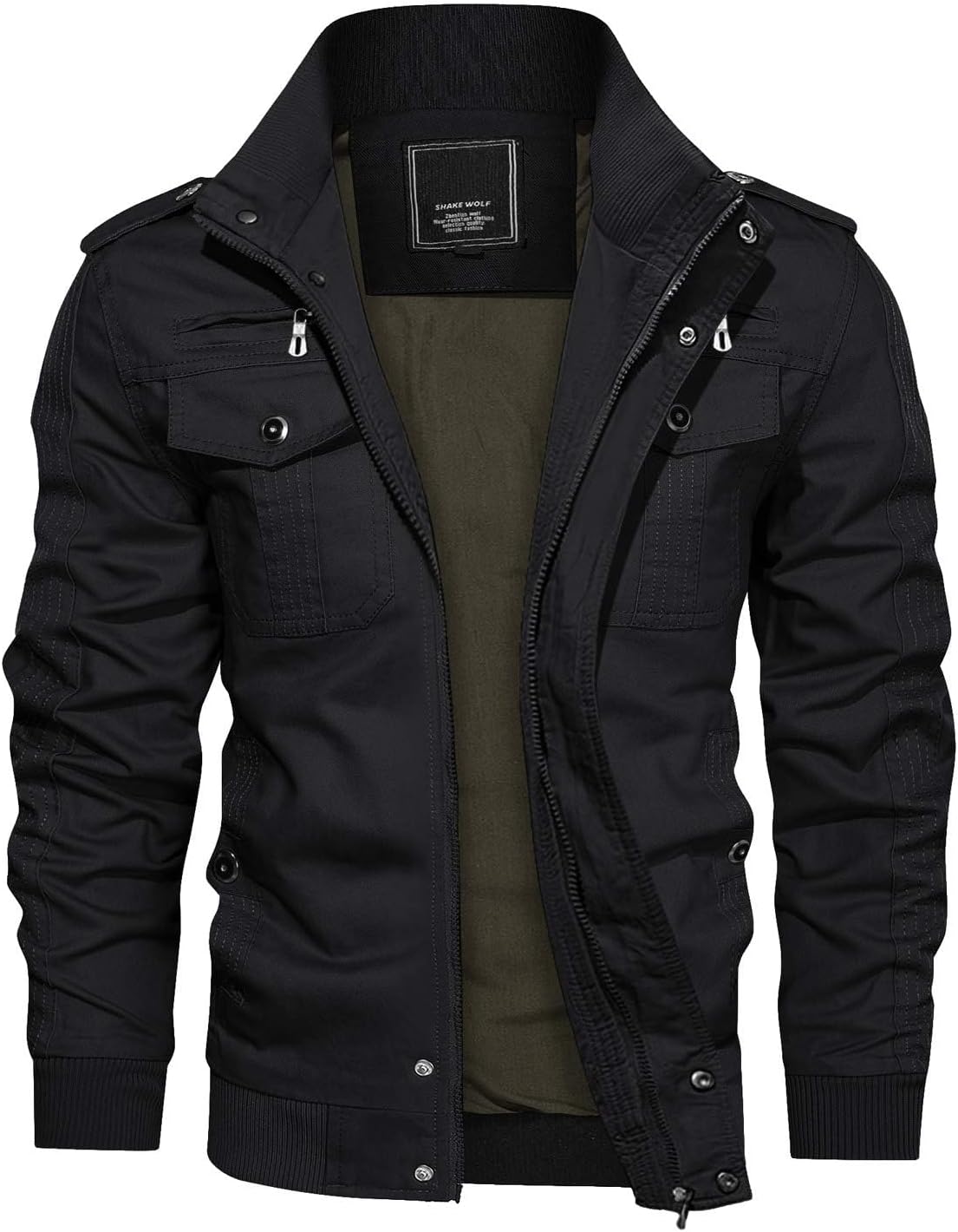 KEFITEVD Men's Military Bomber Jackets Cargo Work Jacket Casual Full Zip Coat Windbreaker