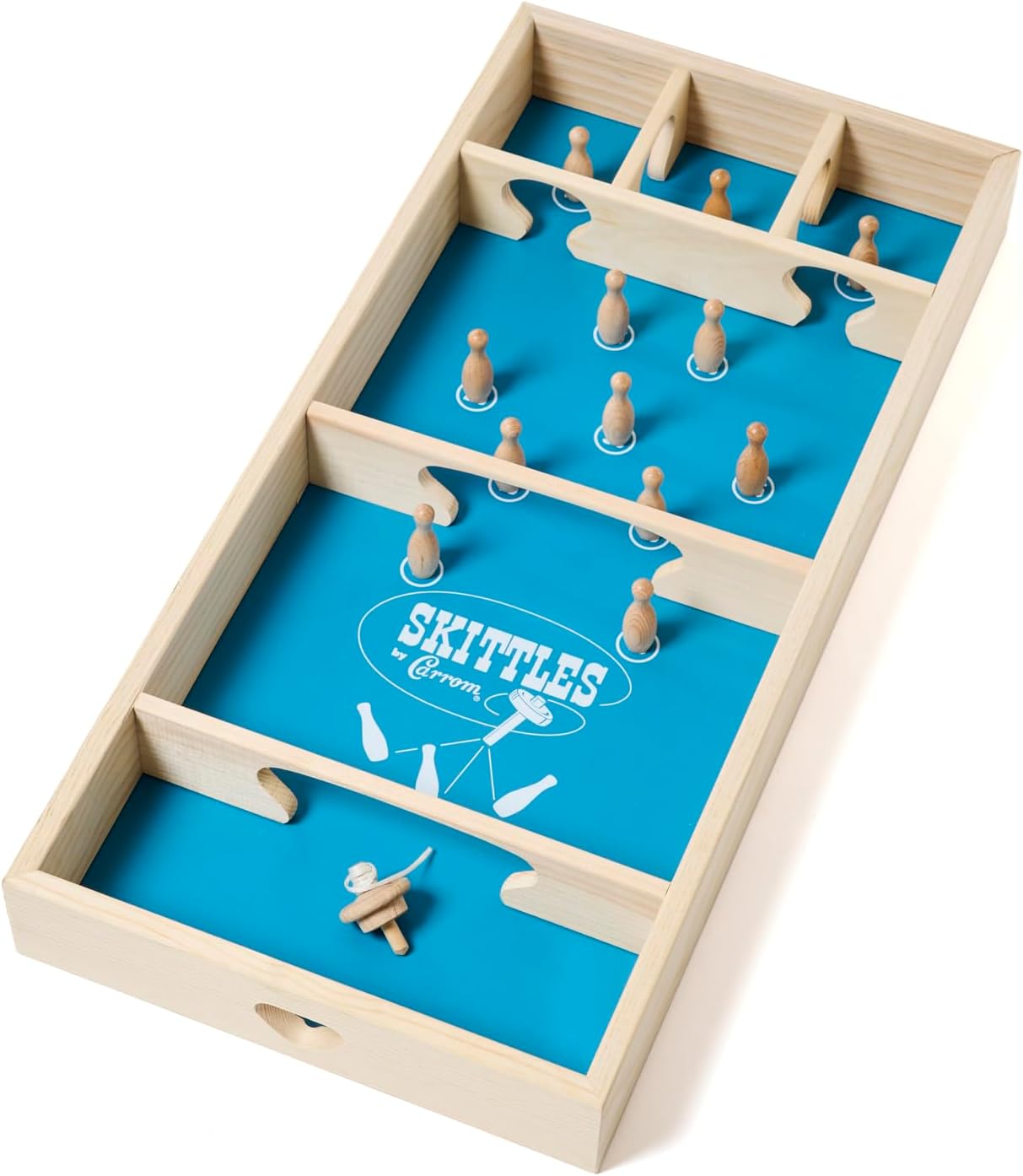 Carrom Skittles Game – Large Board Games for Adults & Children – Wooden Family Board Games for Family Night – Indoor and Outdoor Games for Family