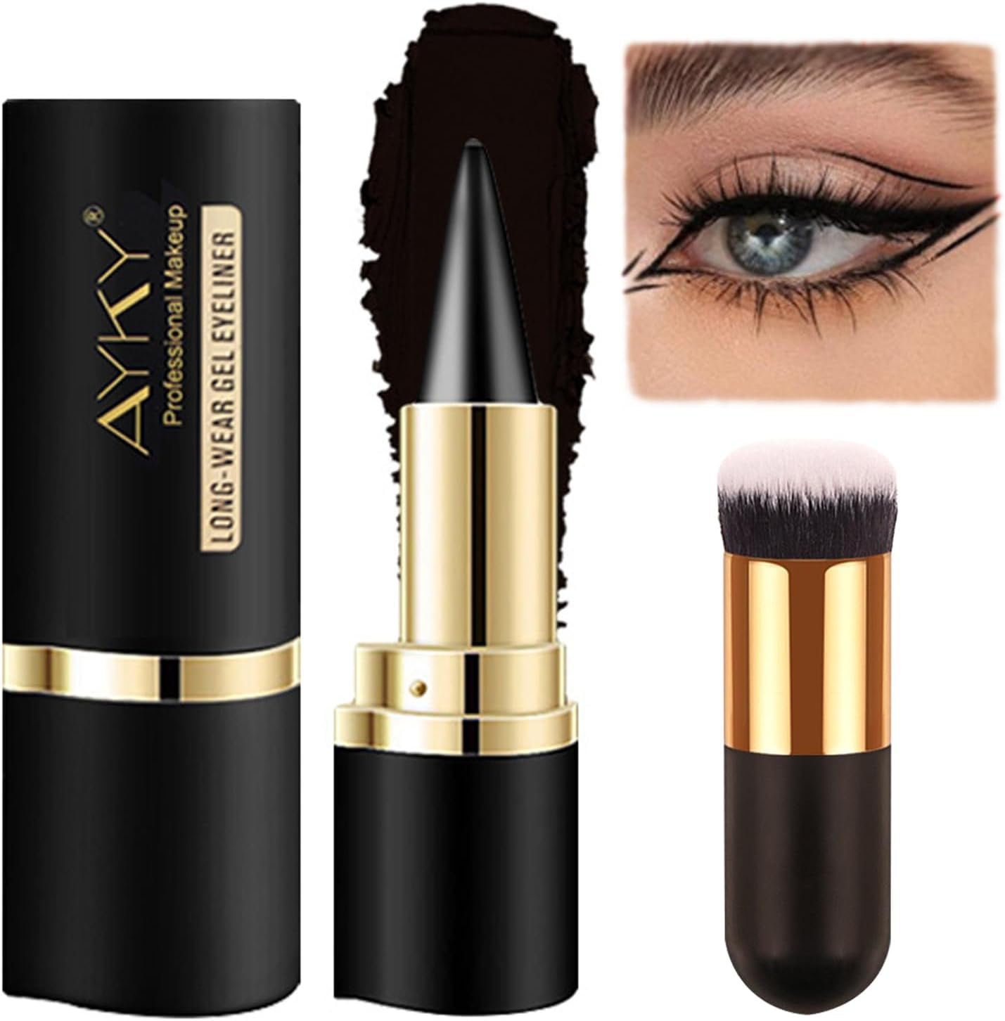 fupah Ayky Gel Eyeliner Long Lasting Natural Black Cream Waterproof Gel Eyeliner with Gel Eyeliner Waterproof and Stain Resistant Eyeliner