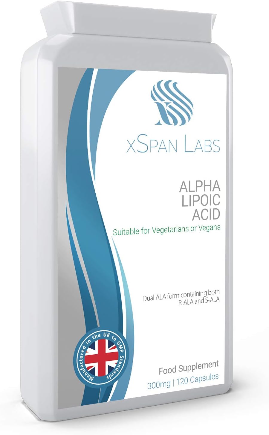 Alpha Lipoic Acid 300mg 120 Capsules – Dual ALA (Both R-ALA and S-ALA) – A UK Manufactured Powerful Antioxidant