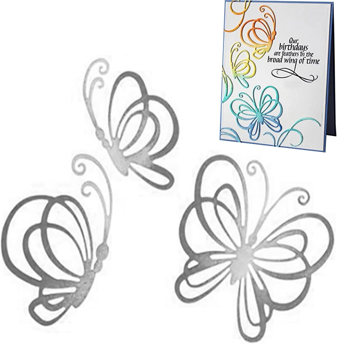 Butterfly Die Cuts for Card Making - 3 Butterfly Cutting Dies, Metal Stencil Template Mould for DIY Crafts, Scrapbook Album Paper Card Embossing