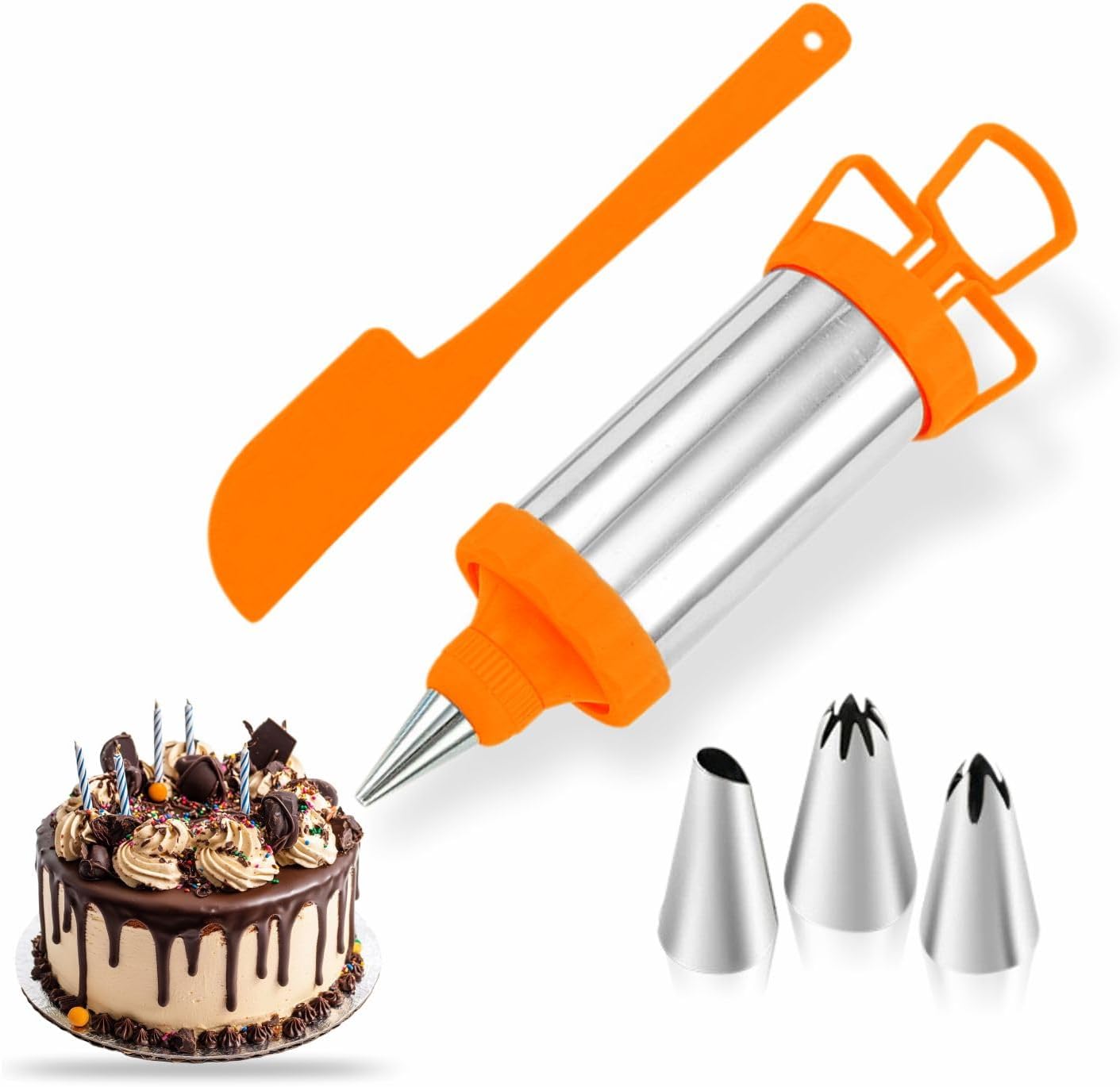 Cake Cream Syringe Lightweight Cake Icing Pen Cake Decorating Pen Kit Dessert Cream Piping Syringe Suitable for Cake Biscuits & Chocolate Muffins Desert Baking Supplies Home Kitchen Accessories (1pk)