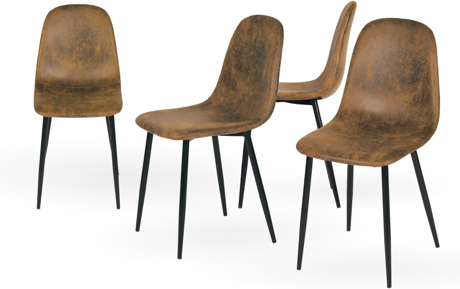 Homy Casa Set of 4 Dining Chairs Soft Chairs and Backrest Kitchen with Solid Metal Legs for Living Room Lounge Home Brown